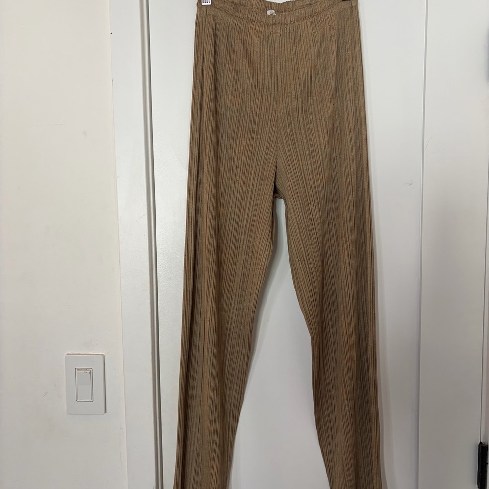 Issey Miyake Gold speckled PLEATS PLEASE pants